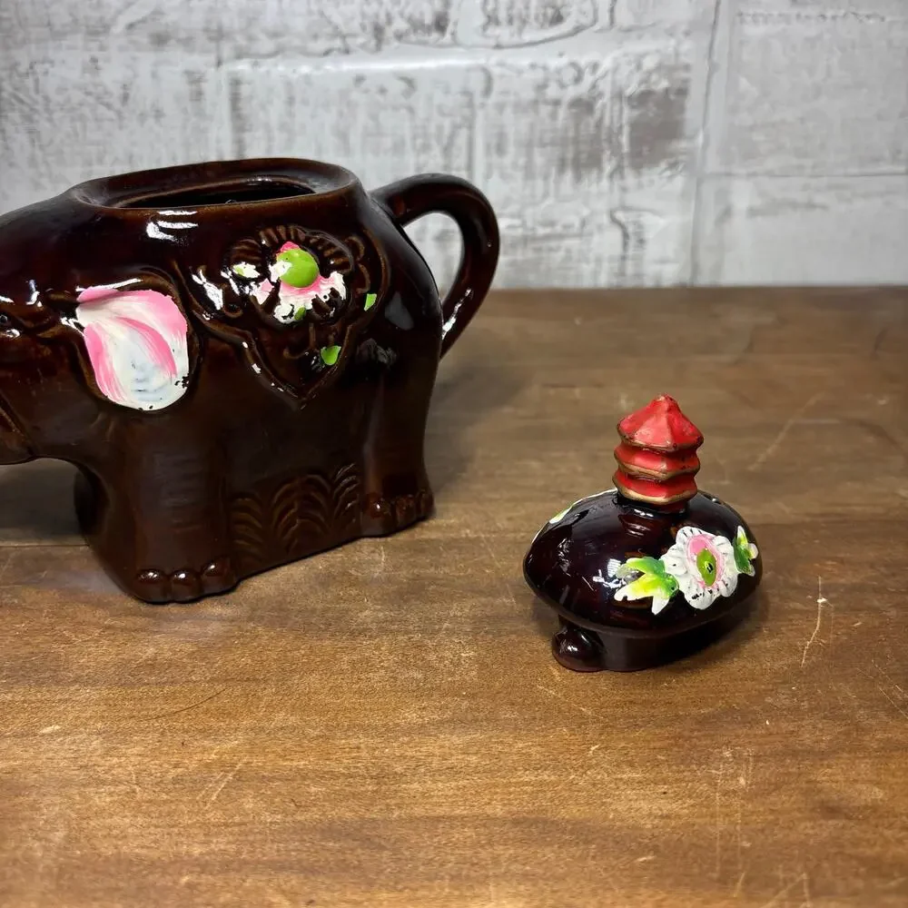 Vintage Japanese Floral Elephant Teapot